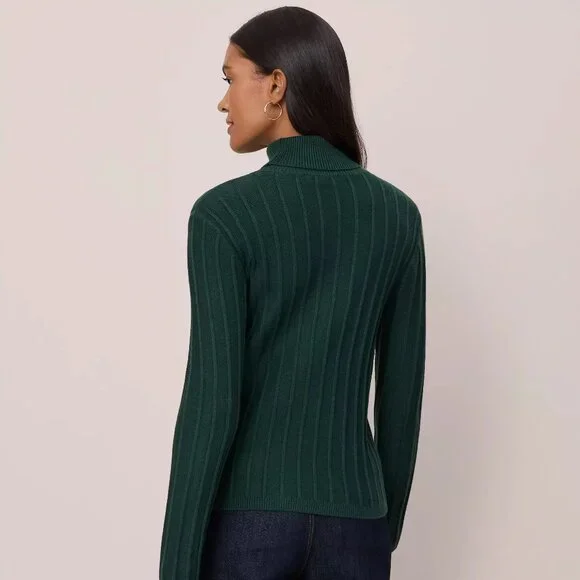 NWT Ann Taylor Ribbed Turtleneck Sweater Pine Grove Green Size S - Picture 13 of 14